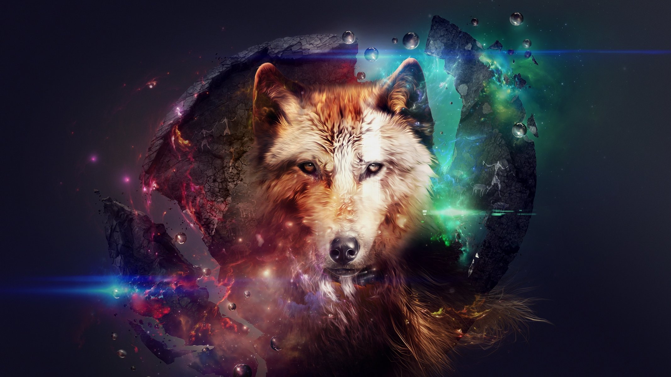 wolf animals abstract collage beautiful picture