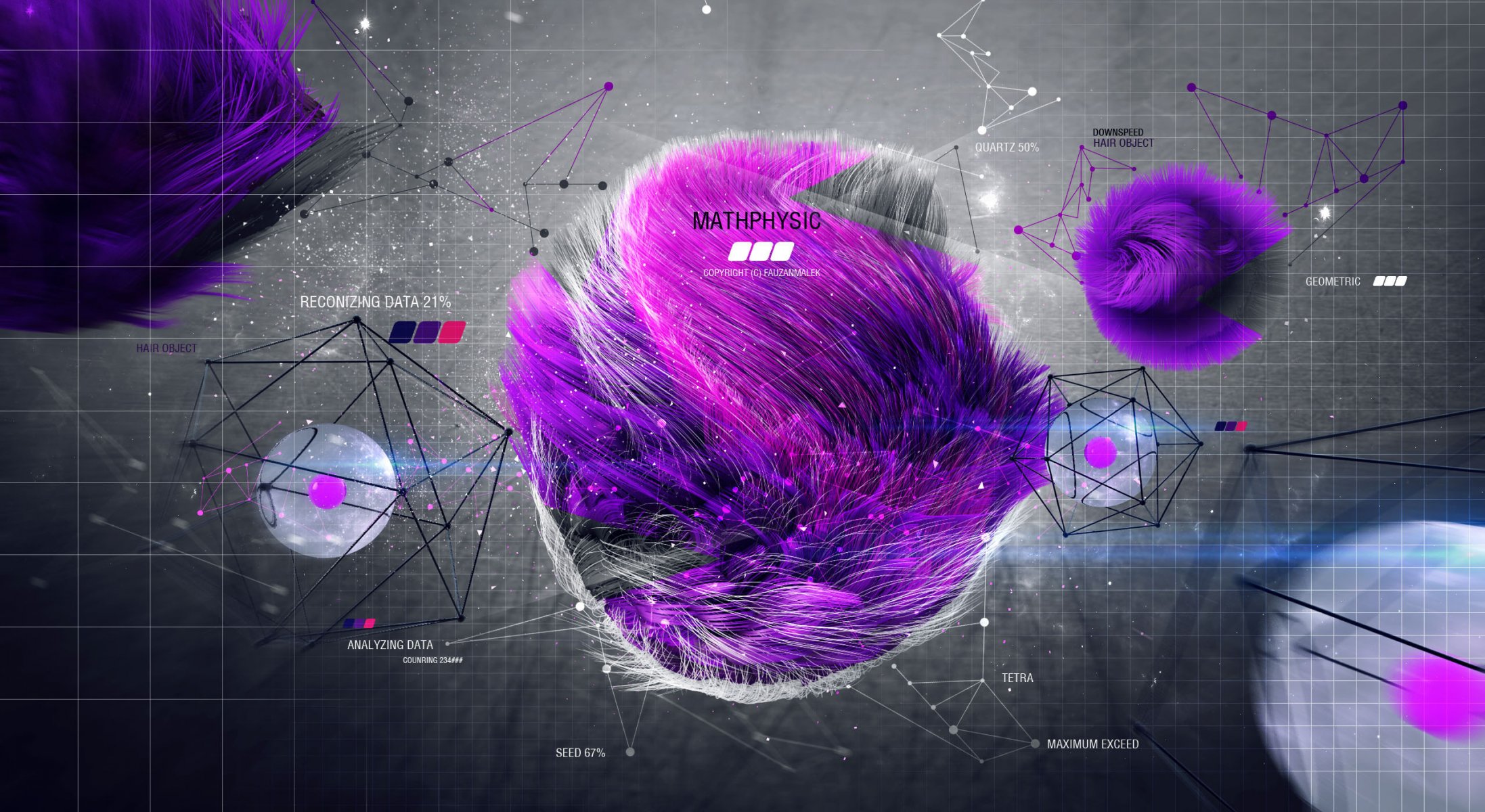 mathphysic astrazione sfera sfera telaio quadrato triangolo capelli punto data spazio nero poster viola rosa blu