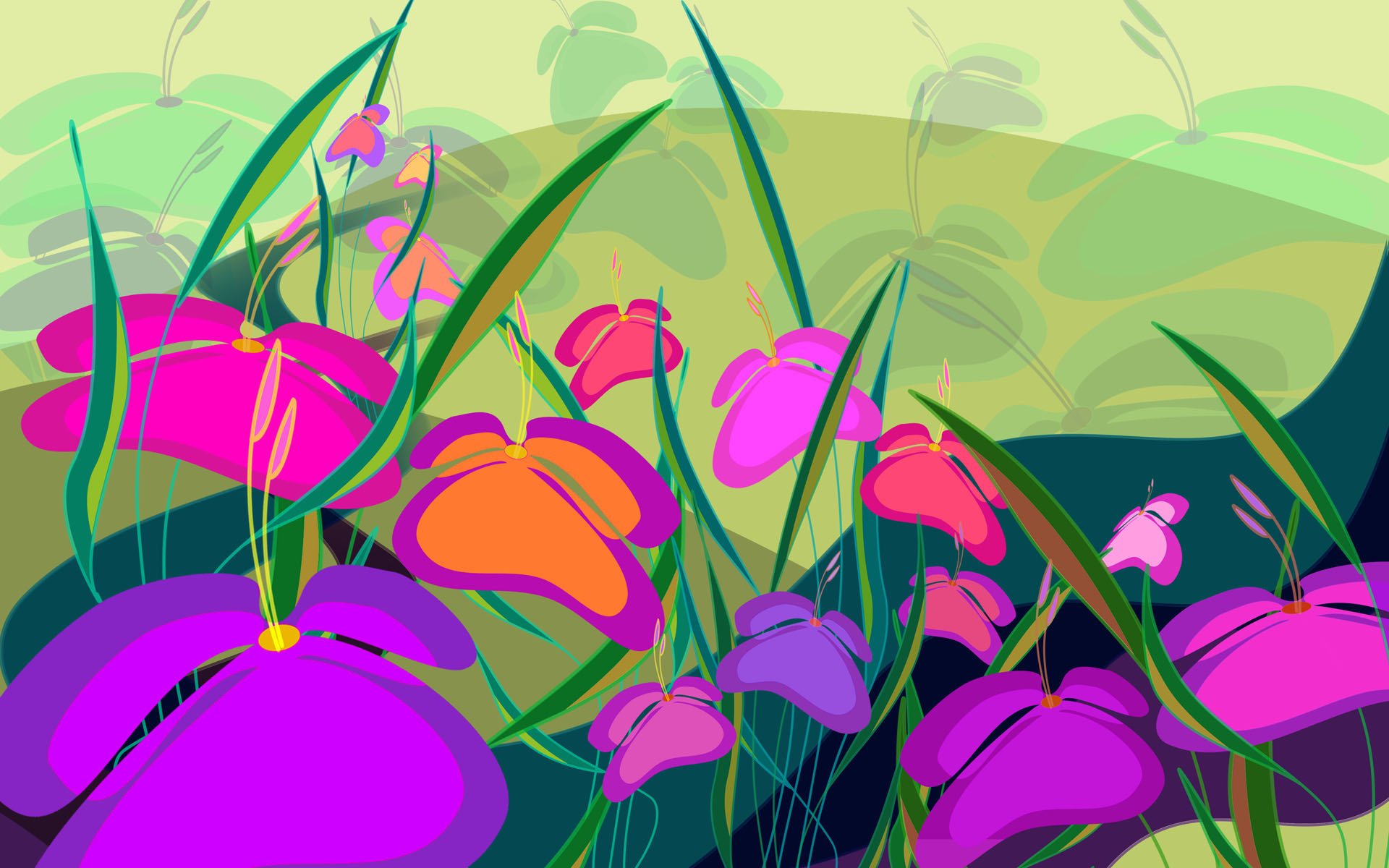 blumen feld wiese zeichnung malerei natur sommer
