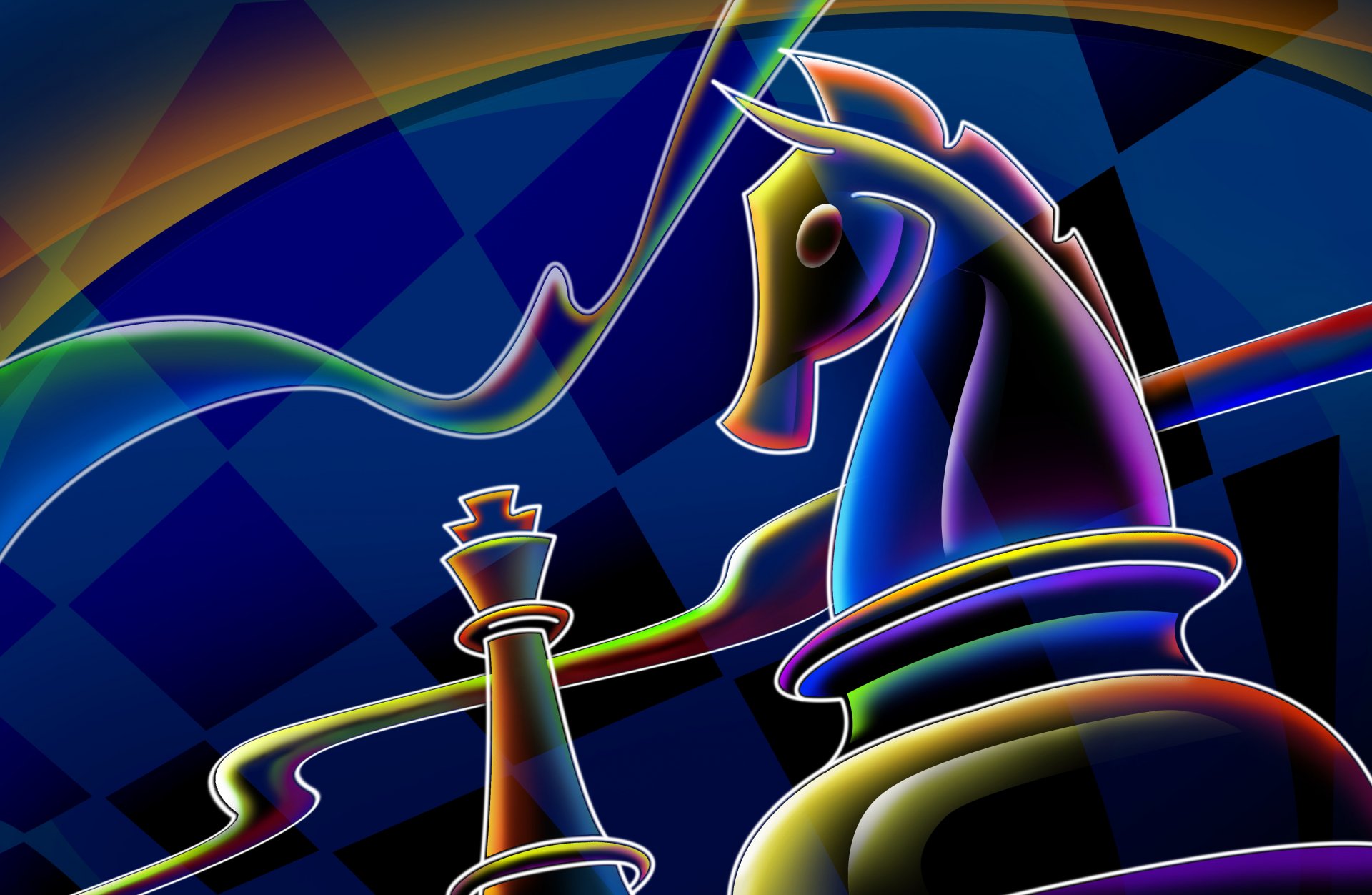line chess horse cells blue 2014