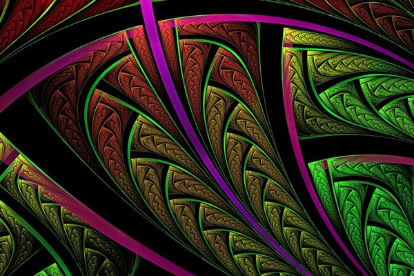 Multicolored fractals in the form of leaves