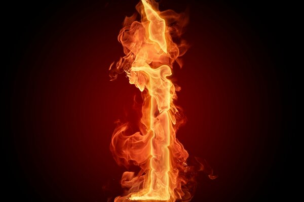 Lettera in fiamme su sfondo rosso e nero