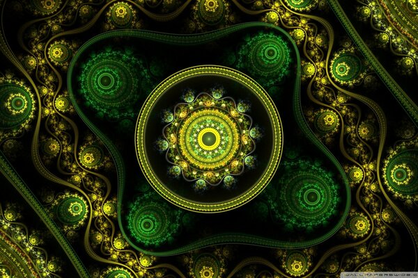 Flor celta imagen de fantasía de tonos verdes y amarillos