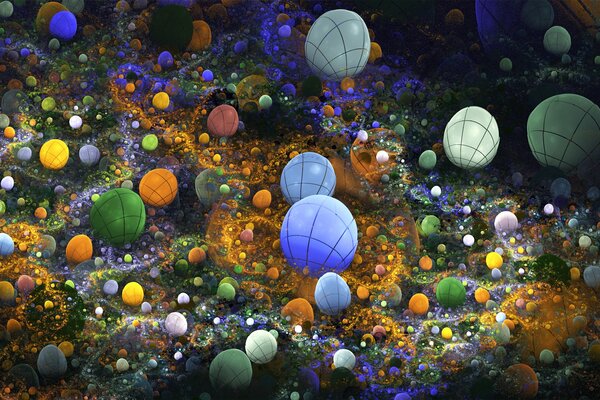 Installazione con palline di colore diverso