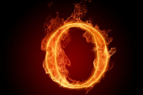 Der im Feuer brennende Buchstabe o