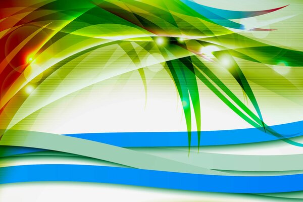 Hojas de la planta con rayas de color azul y verde