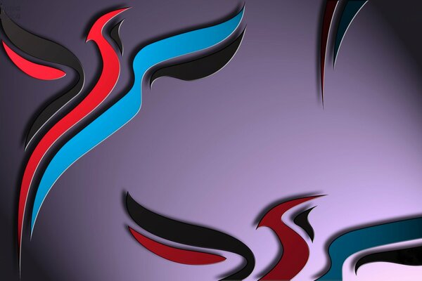 Colored three-dimensional bird on a lilac background