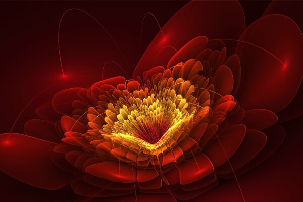 Eine feurige Blume in Form einer Abstraktion