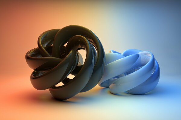Riccioli su carta chiara di colore nero e blu