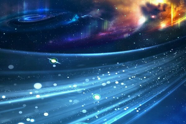 The cosmic path with stars and planets