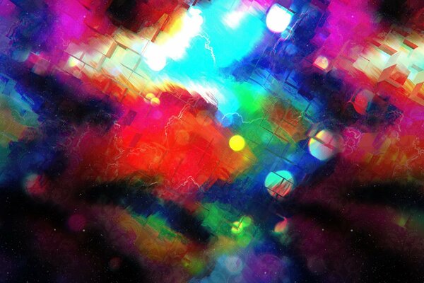 Fond multicolore avec effet bokeh et cubes