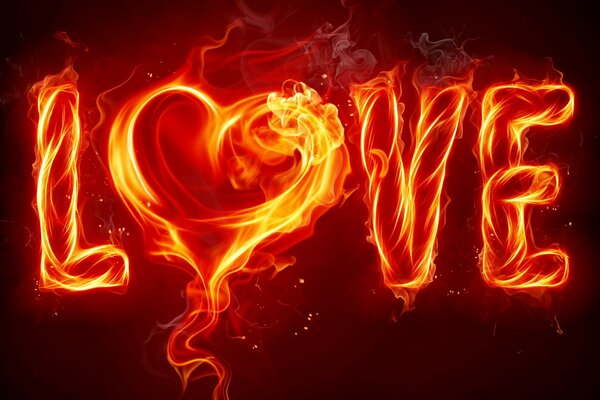 Palabra amor con fuego