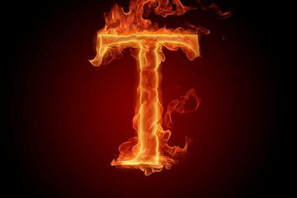 Lettre t en feu
