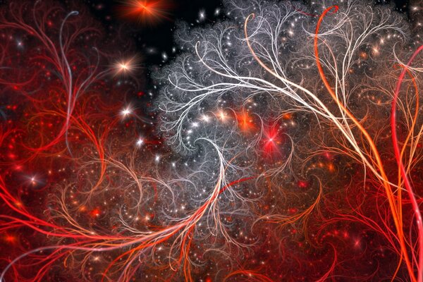 Colorful highlights similar to branches