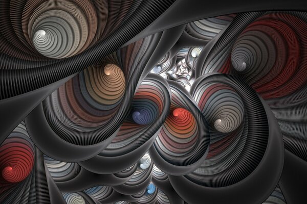 Malerische Tapete mit dem Bild von Spiralen