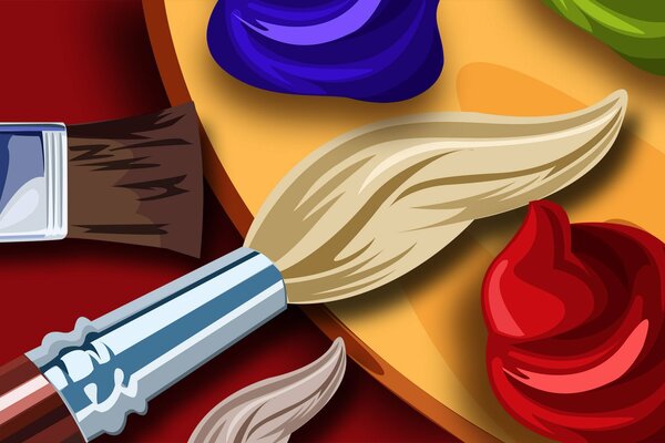 Économiseur d écran pour l artiste avec l image de la palette et du pinceau
