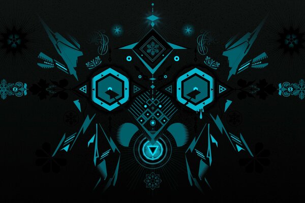 Abstract geometric background with snowflakes