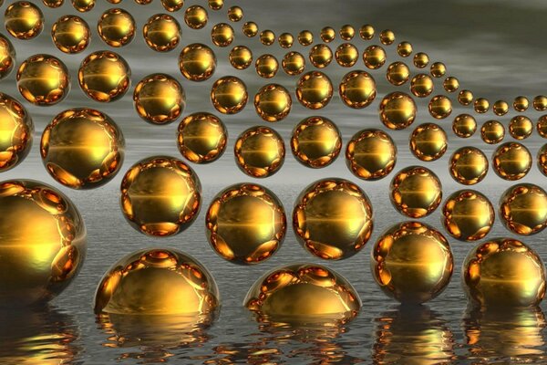 Palle onde d oro acqua riflessione