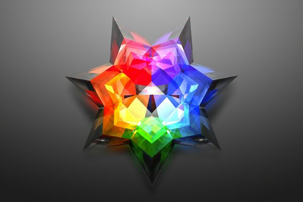 Stella colorata su sfondo grigio