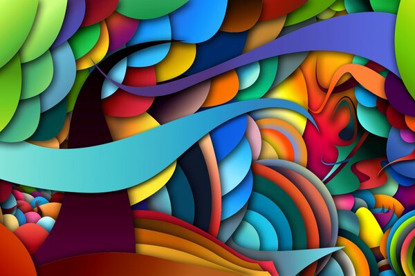 Colorido valle abstracto con árbol de círculos