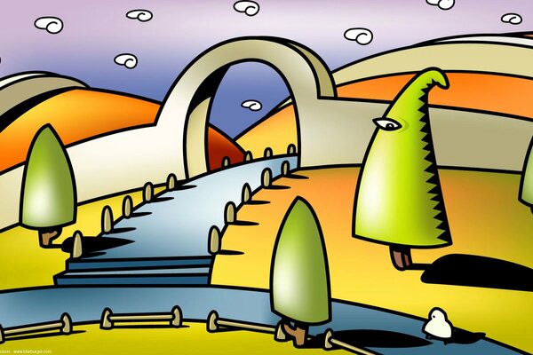 The road through the arch of hills