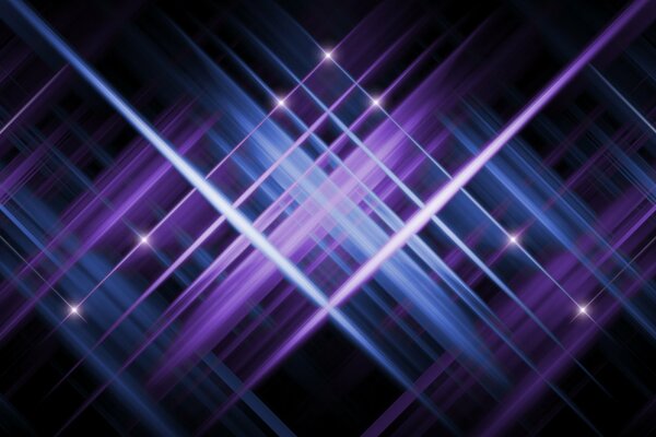Reflexe von blauen und violetten Linien auf schwarzem Hintergrund