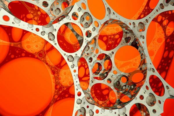 Orange circles with gray shapes