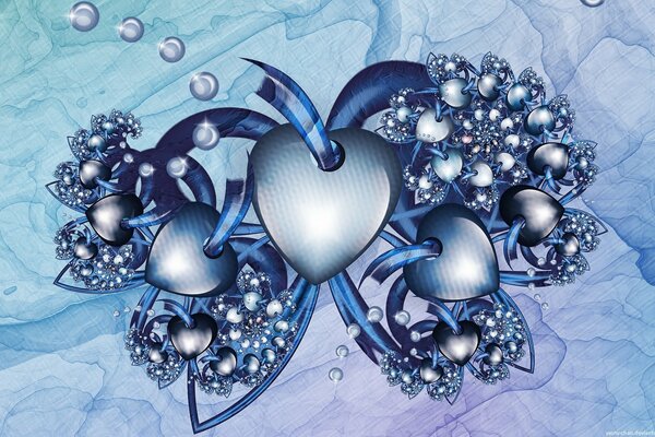 Coeurs de couleur bleue
