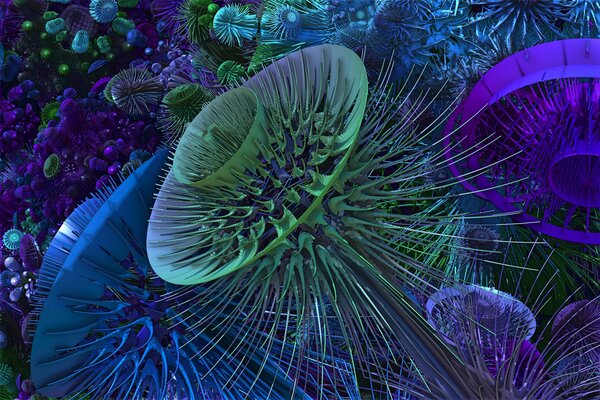 En trois dimensions 3 d,, structure, motif semblable à une fleur