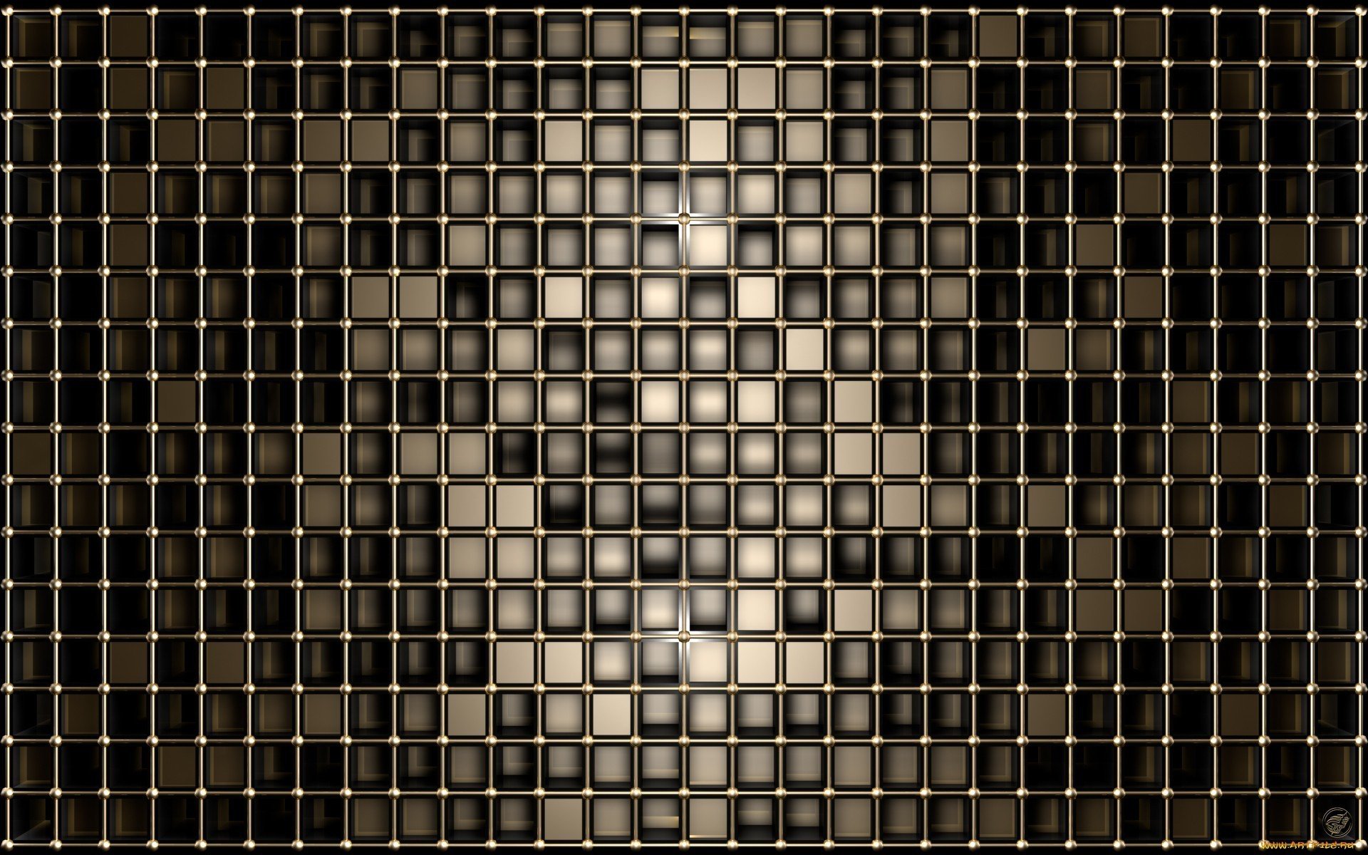 deep squares black gold shape 3d