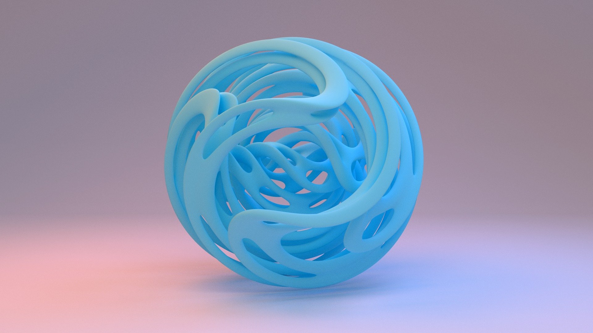 ball sphere line bends blue background