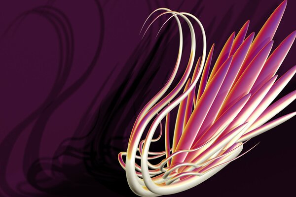 Abstract swan of lines on a purple background