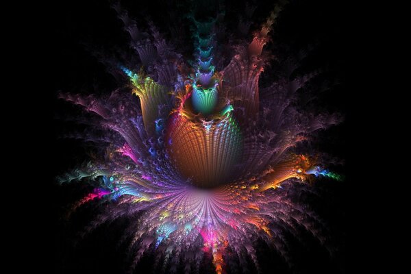 3d flower in a dark space