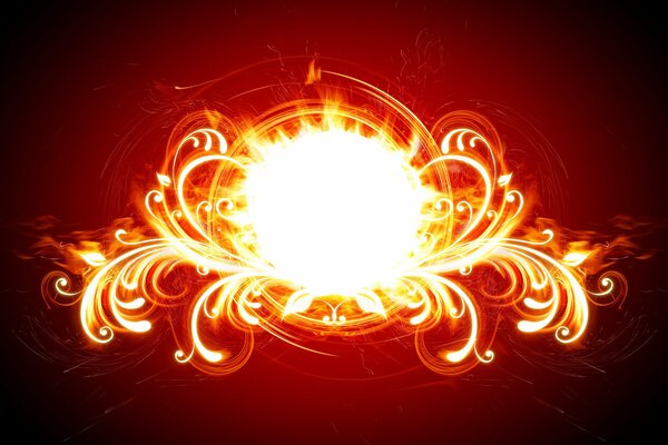 Fire patterns image on a red background