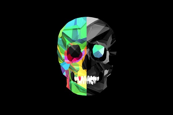 Colored skull on a black background