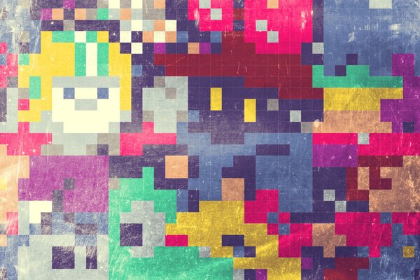 Pikselowa mozaika, różne kolory