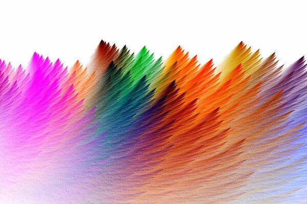 Rainbow strokes resembling feathers