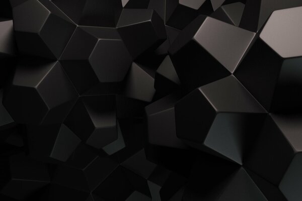 Multi-faceted black background with the illusion of three-dimensional volume