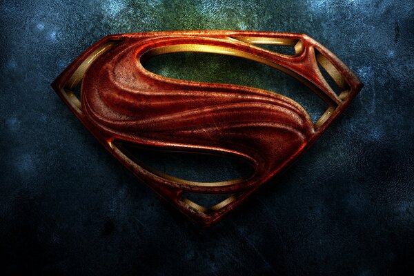 Red Superman logo on a blue background