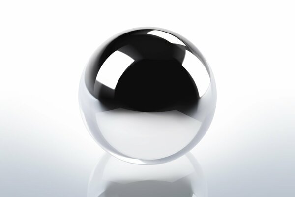 Translucent chrome sphere. Black and white ball