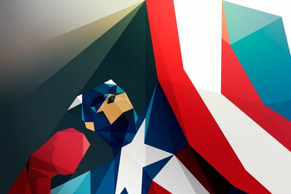 Polygonal image of the superhero Captain America