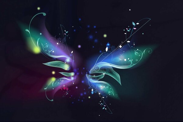 Abstract butterflies in neon colors