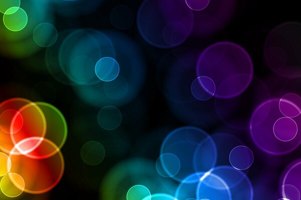Colored bubbles. Circles. Dark background