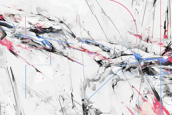 Abstraction with multicolored lines and splashes