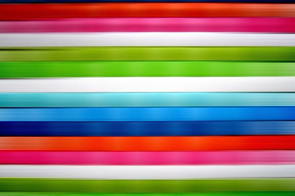 Multicolored stripes of satin ribbons