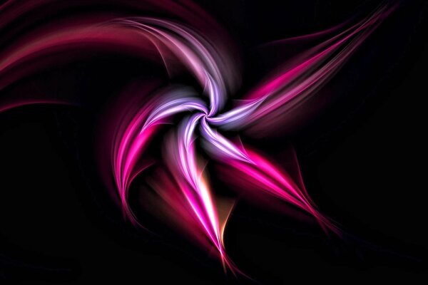 Fleur lumineuse sur fond noir. Dessin abstraction