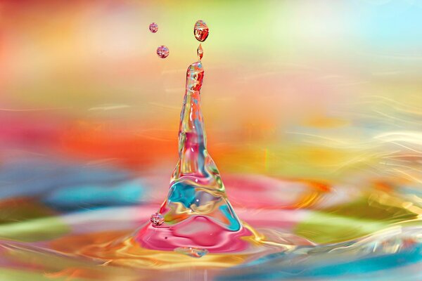 Goutte d eau sur fond multicolore