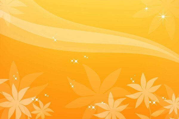 Design of flowers and glitter on orange background