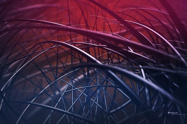 Abstraction by type of grass in red and blue