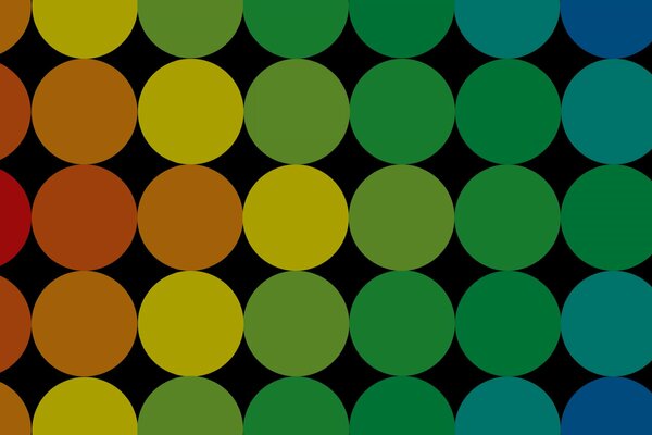 Geometric abstraction. Rainbow color circles on a black background